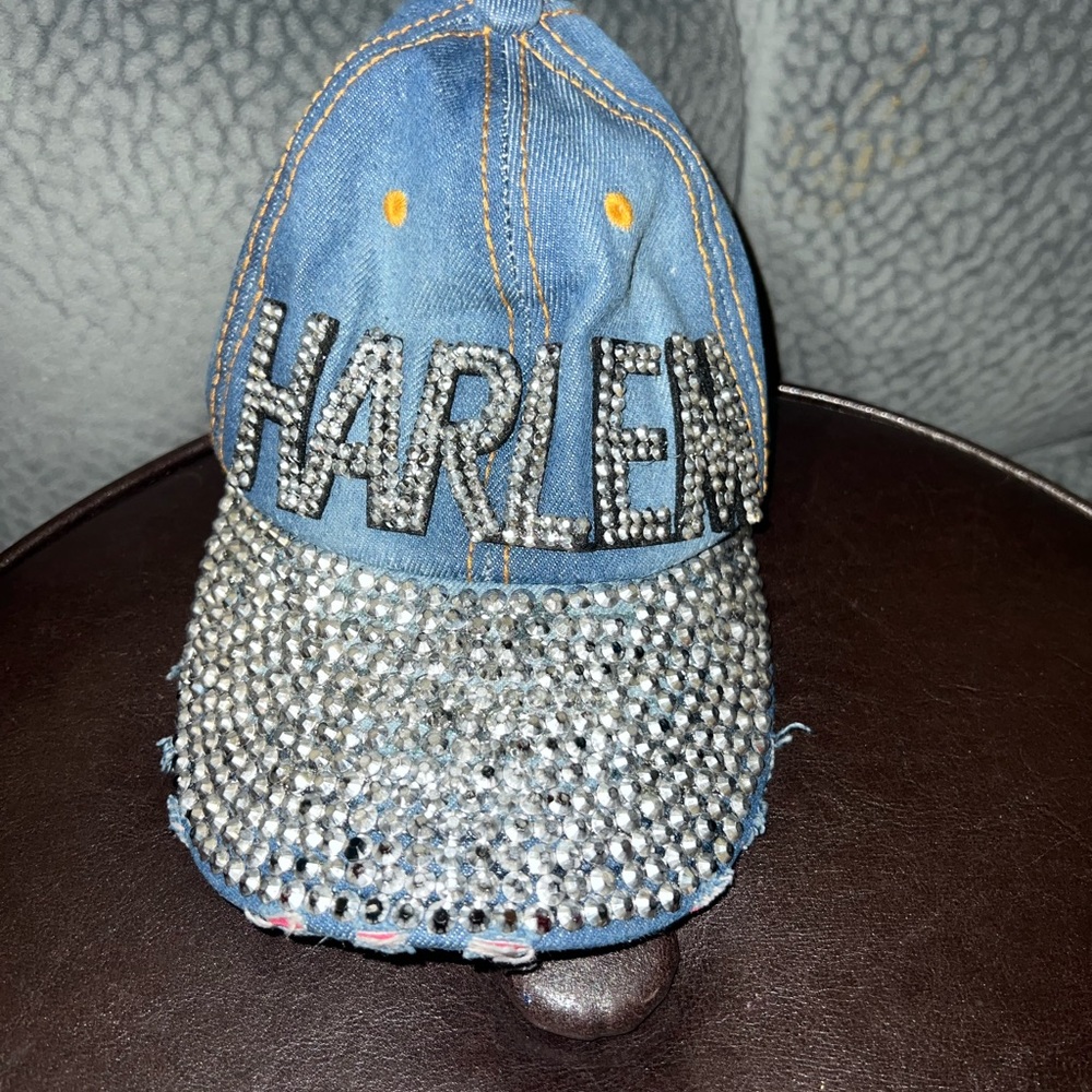 Harlem diamond distressed adjustable denim hat - Picture 3 of 15